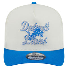 Detroit Lions New Era Chainstitch A-Frame 9FIFTY Adjustable Hat Cream/Blue