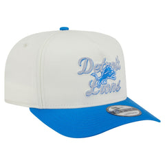 Detroit Lions New Era Chainstitch A-Frame 9FIFTY Adjustable Hat Cream/Blue