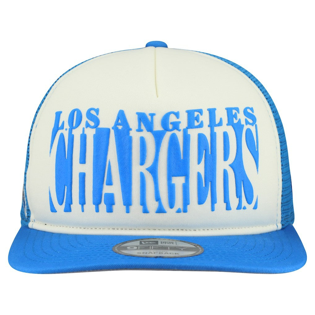 Los Angeles Chargers New Era Cutout A-Frame 9FIFTY Snapback Hat Cream/Powder Blue