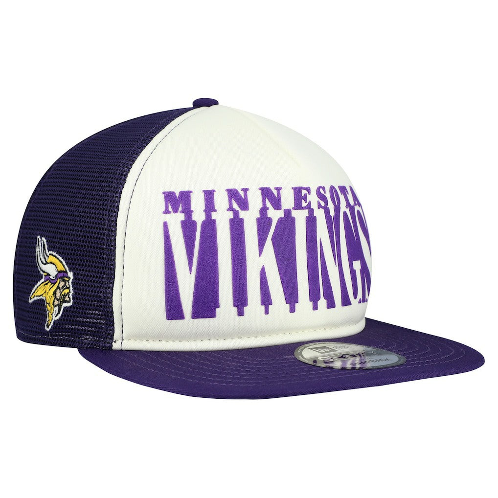 Minnesota Vikings New Era Cutout A-Frame 9FIFTY Snapback Hat Cream/Purple