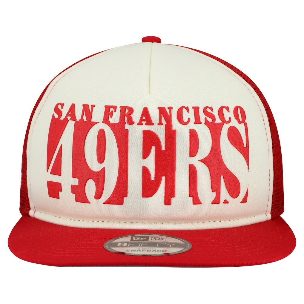 San Francisco 49ers New Era Cutout A-Frame 9FIFTY Snapback Hat Cream/Scarlet