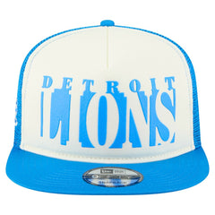 Detroit Lions New Era Cutout A-Frame 9FIFTY Snapback Hat Cream/Blue