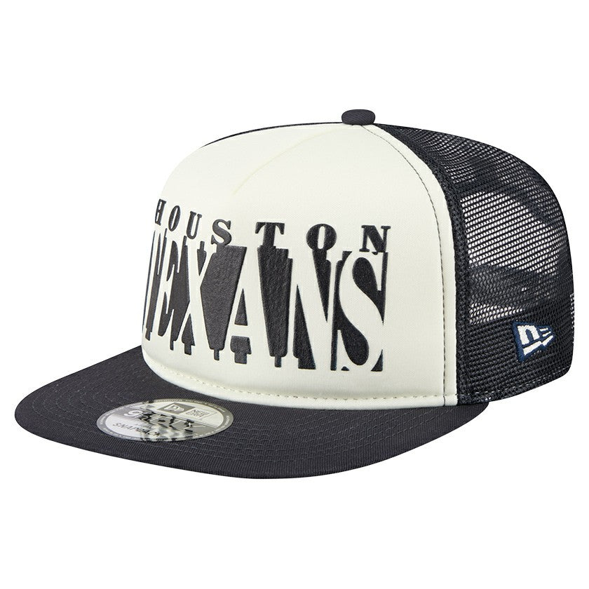 Houston Texans New Era Cutout A-Frame 9FIFTY Snapback Hat Cream/Navy