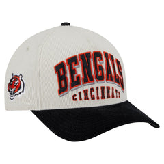 Cincinnati Bengals New Era Head Two-Tone Sided Corduroy 9FORTY A-Frame Adjustable Hat Cream/Black
