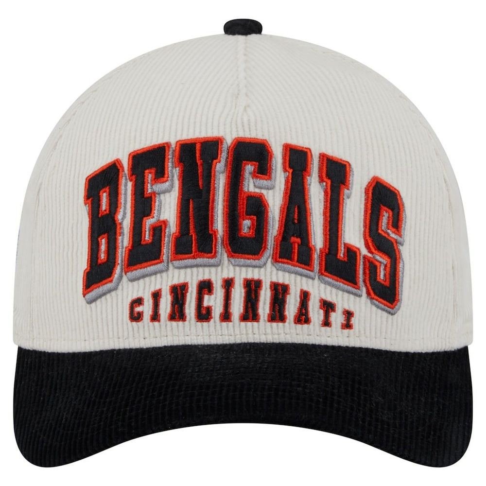 Cincinnati Bengals New Era Head Two-Tone Sided Corduroy 9FORTY A-Frame Adjustable Hat Cream/Black