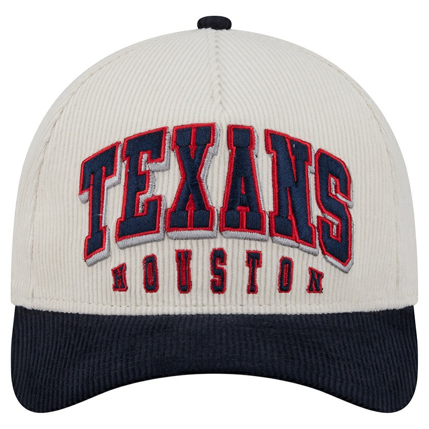 Houston Texans New Era Two-Tone Sided Corduroy 9FORTY A-Frame Adjustable Hat Cream/Navy
