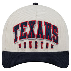 Houston Texans New Era Two-Tone Sided Corduroy 9FORTY A-Frame Adjustable Hat Cream/Navy