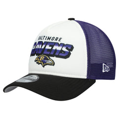 Baltimore Ravens New Era Youth Streak 9FORTY A-Frame Adjustable Hat White/Black