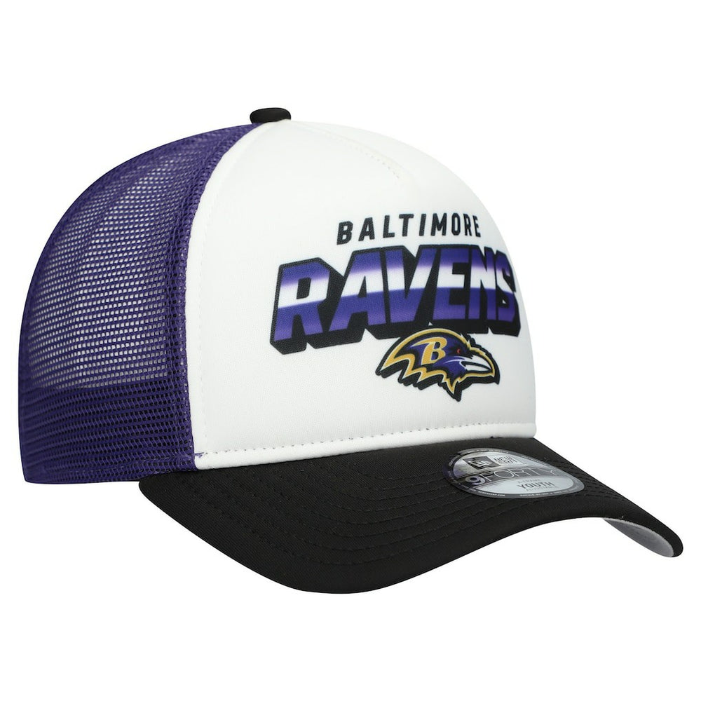 Baltimore Ravens New Era Youth Streak 9FORTY A-Frame Adjustable Hat White/Black