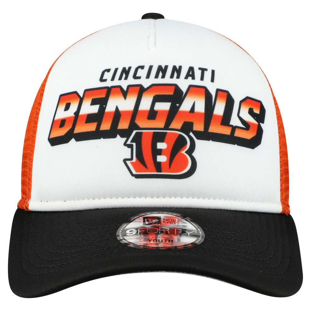 Cincinnati Bengals New Era Youth Streak 9FORTY A-Frame Adjustable Hat White/Black