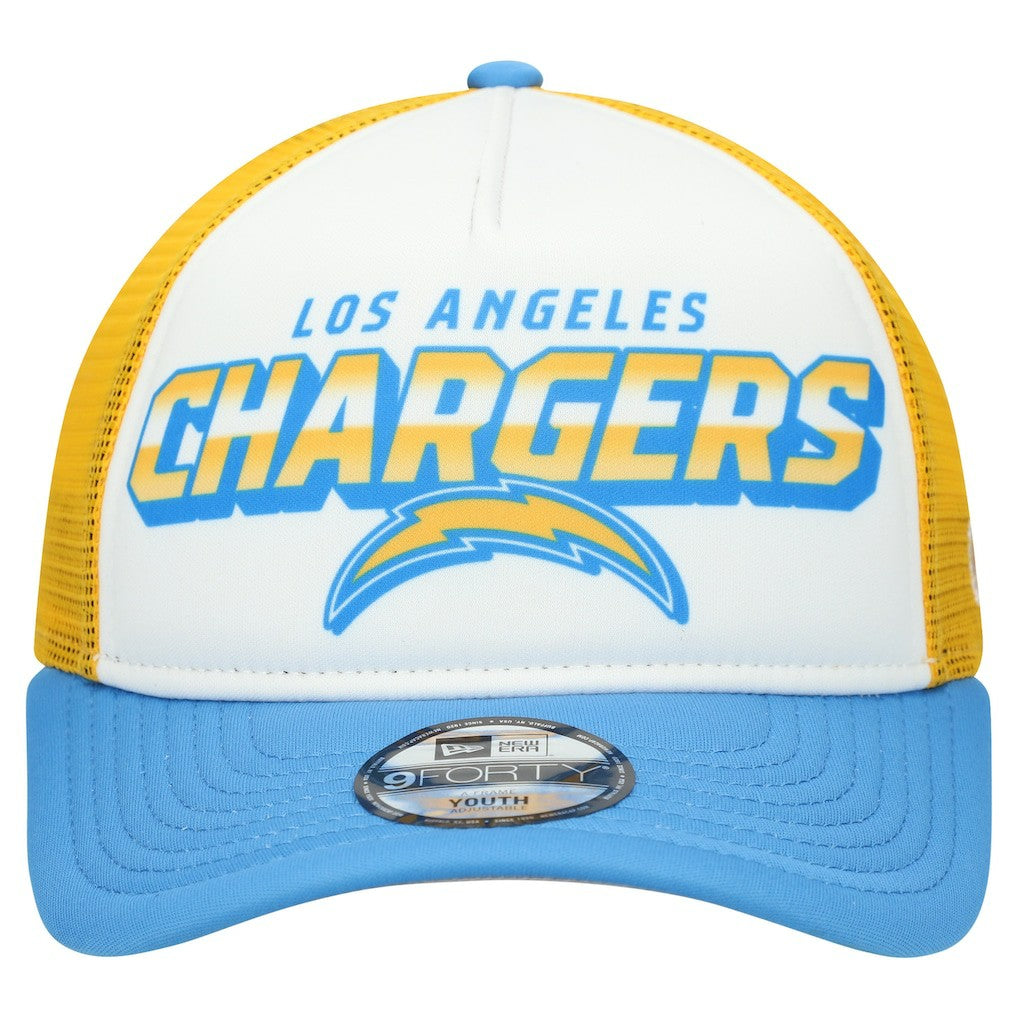 Los Angeles Chargers New Era Youth Streak 9FORTY A-Frame Adjustable Hat White/Powder Blue