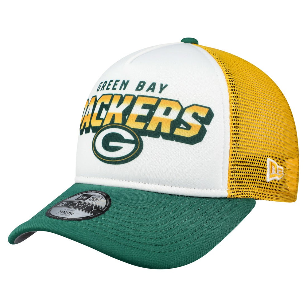 Green Bay Packers New Era Youth Streak 9FORTY A-Frame Adjustable Hat White/Green