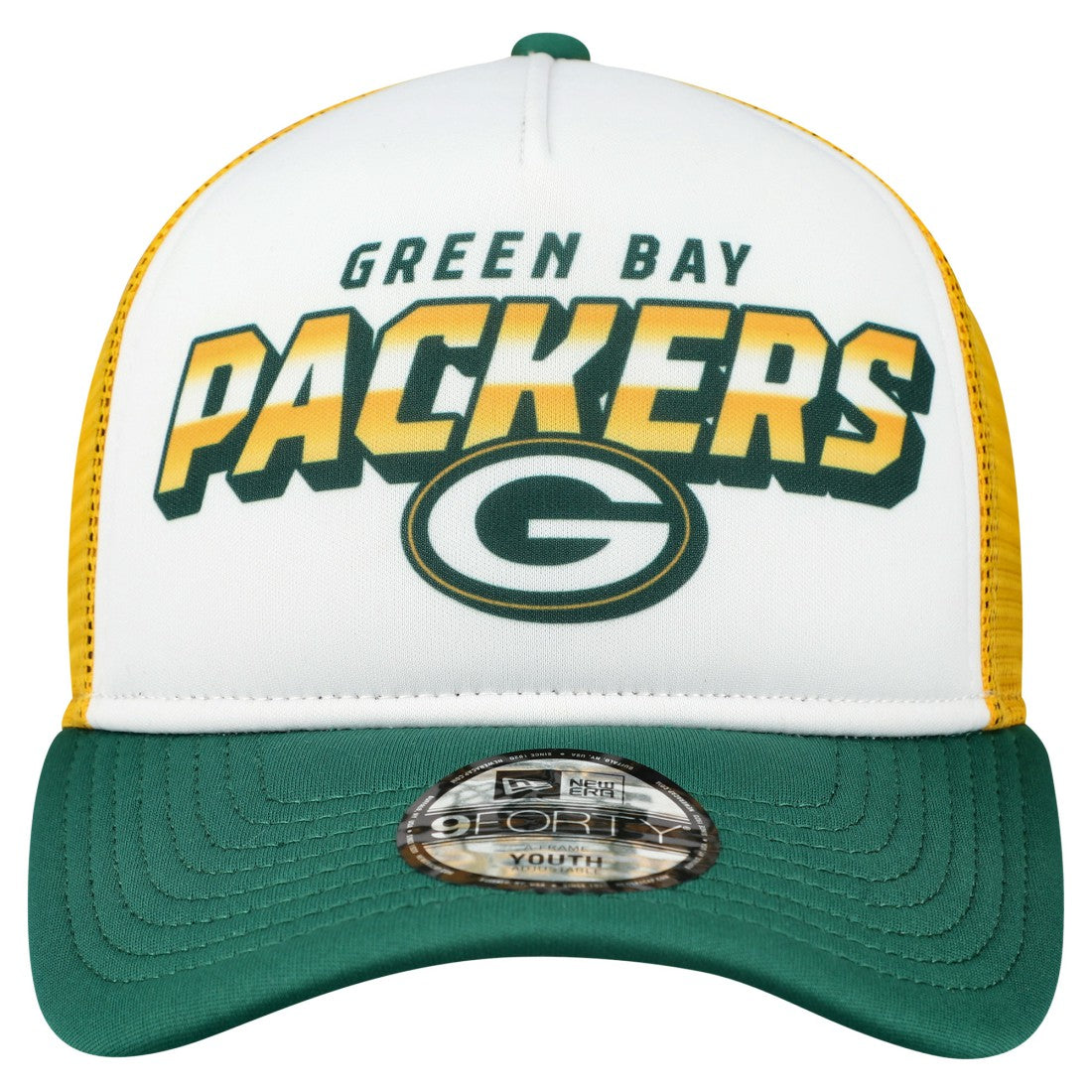 Green Bay Packers New Era Youth Streak 9FORTY A-Frame Adjustable Hat White/Green