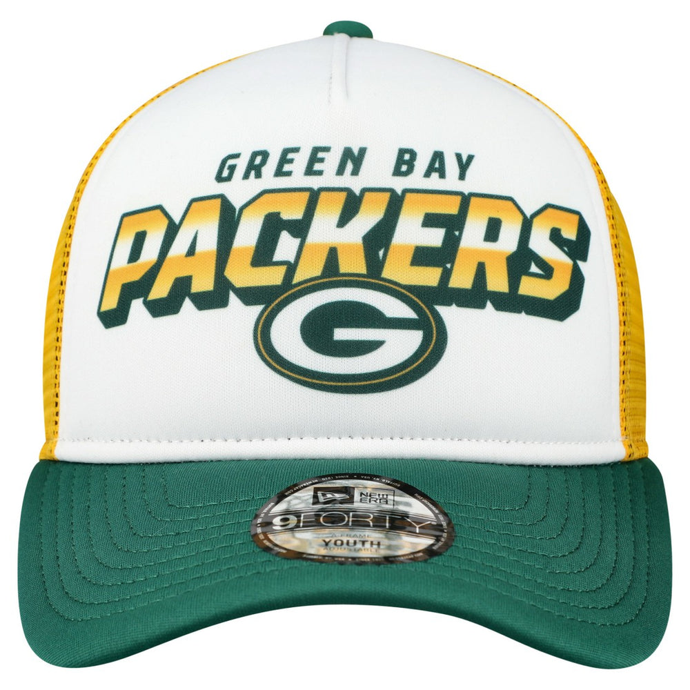 Green Bay Packers New Era Youth Streak 9FORTY A-Frame Adjustable Hat White/Green