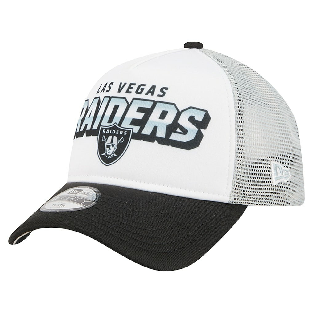 Las Vegas Raiders New Era Youth Streak 9FORTY A-Frame Adjustable Hat White/Black