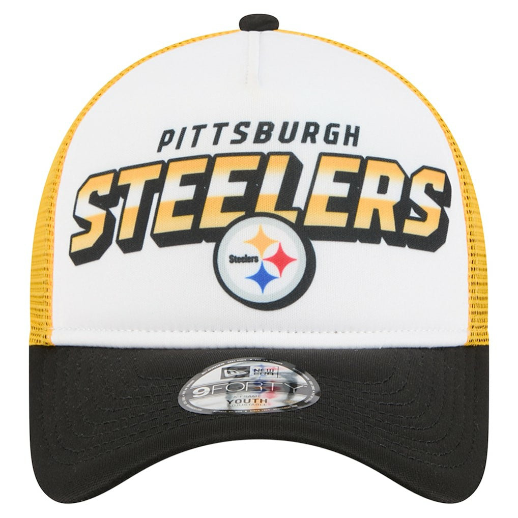 Pittsburgh Steelers New Era Youth Streak 9FORTY A-Frame Adjustable Hat White/Black