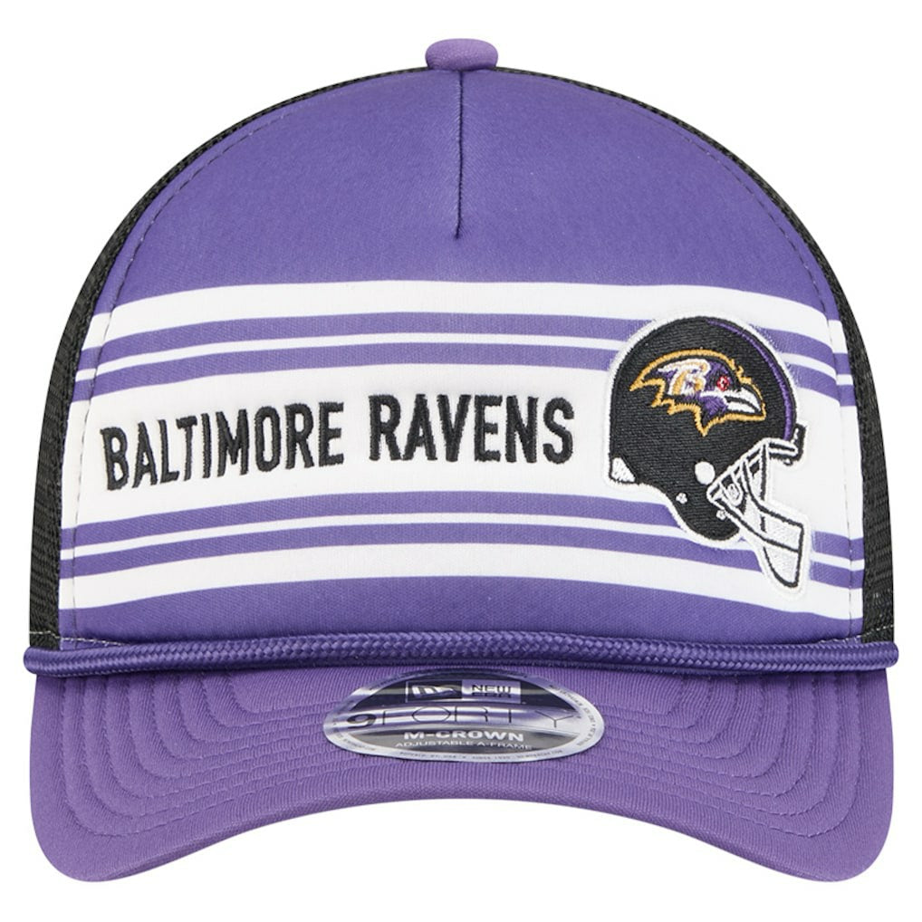 Baltimore Ravens New Era Linear A-Frame 9FORTY Adjustable Hat Purple