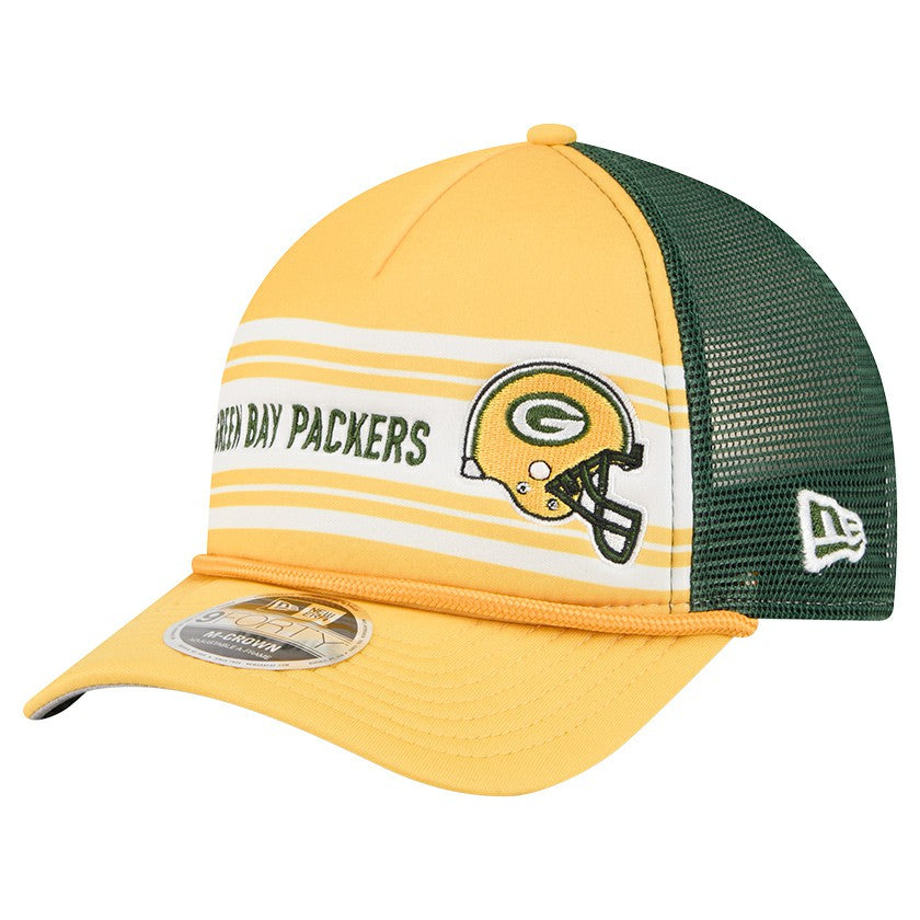 Green Bay Packers New Era Linear A-Frame 9FORTY Adjustable Hat Gold
