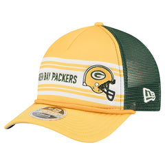 Green Bay Packers New Era Linear A-Frame 9FORTY Adjustable Hat Gold