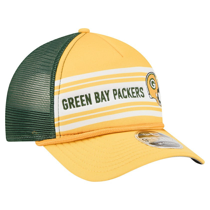Green Bay Packers New Era Linear A-Frame 9FORTY Adjustable Hat Gold