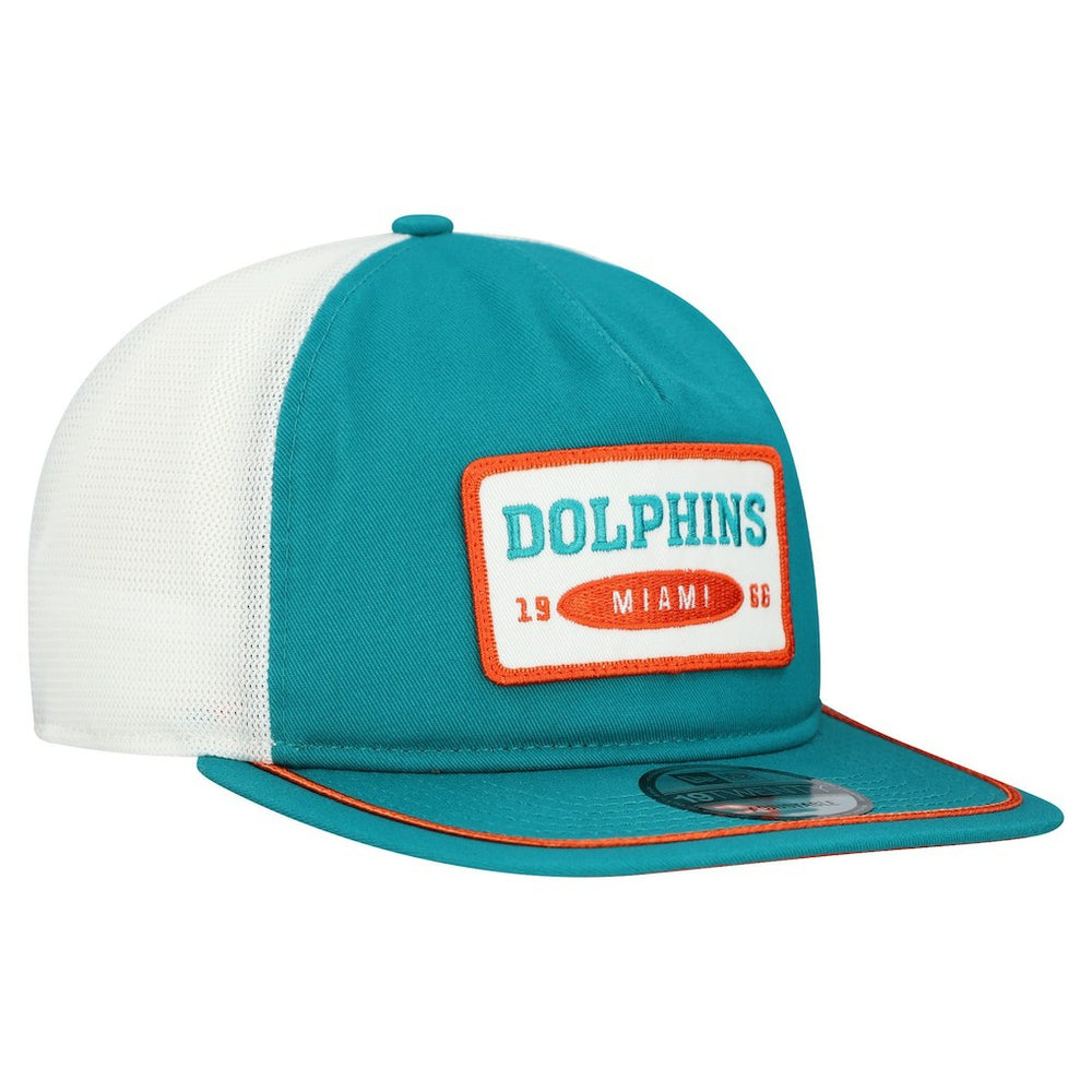 Miami Dolphins New Era Patch 19TWENTY Adjustable Hat Aqua/White