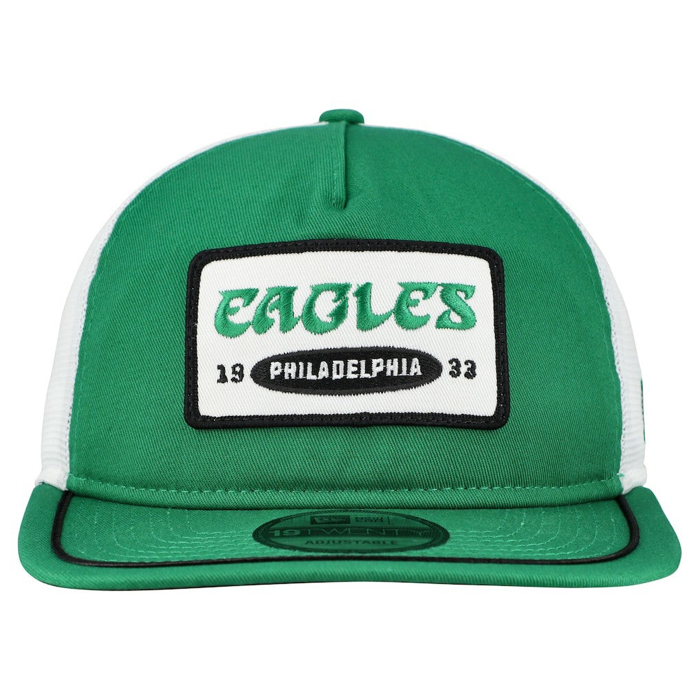 Philadelphia Eagles New Era Patch 19TWENTY Adjustable Hat Kelly Green/White
