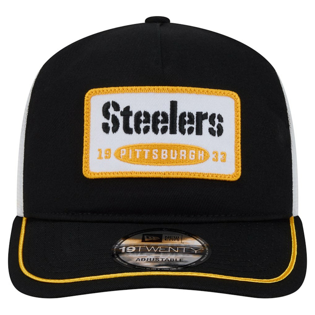 Pittsburgh Steelers New Era Patch 19TWENTY Adjustable Hat Black/White