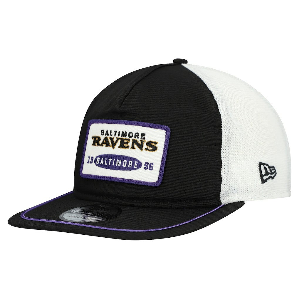 Baltimore Ravens New Era Patch 19TWENTY Adjustable Hat Black/White