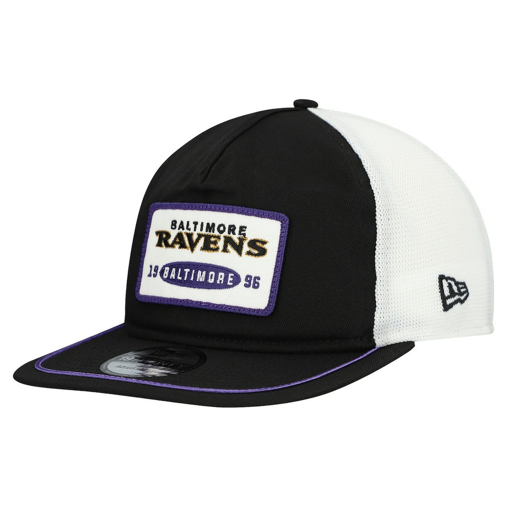 Baltimore Ravens New Era Patch 19TWENTY Adjustable Hat Black/White