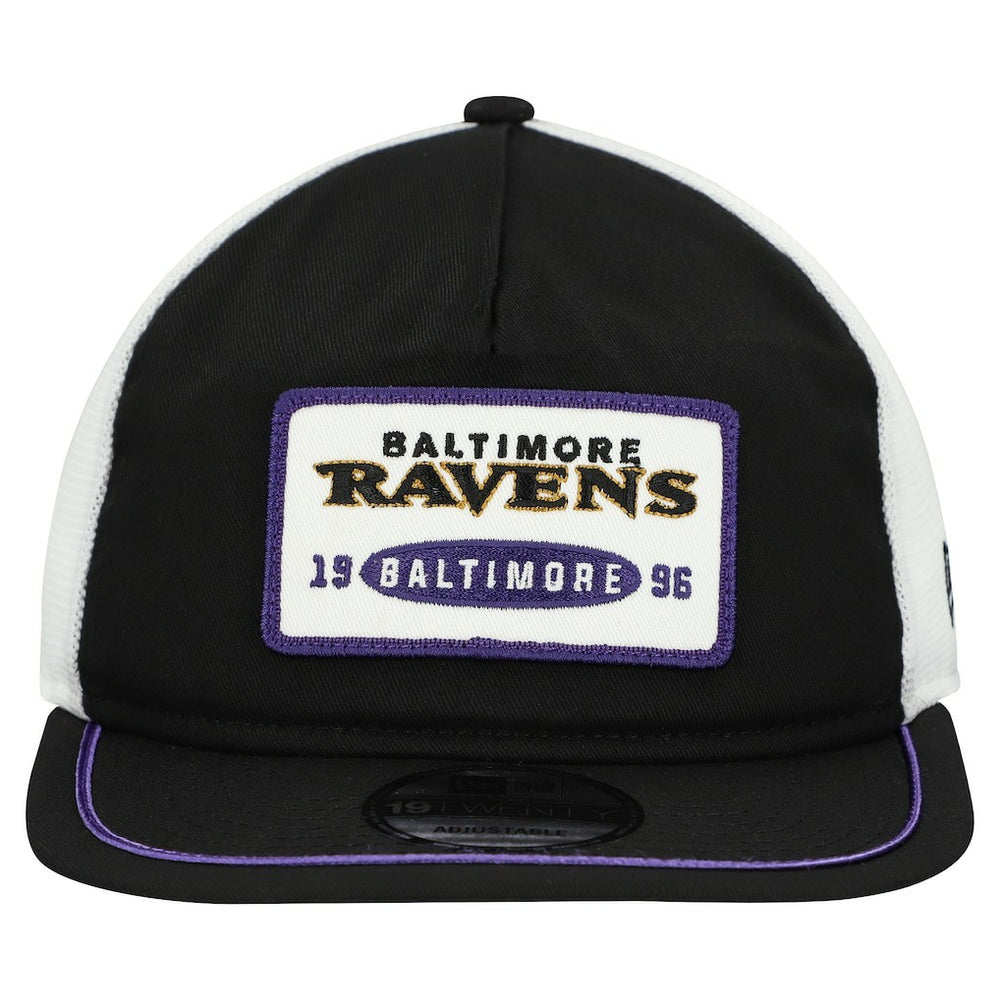 Baltimore Ravens New Era Patch 19TWENTY Adjustable Hat Black/White