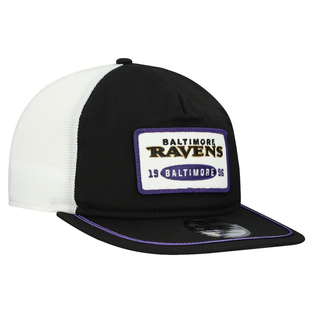 Baltimore Ravens New Era Patch 19TWENTY Adjustable Hat Black/White