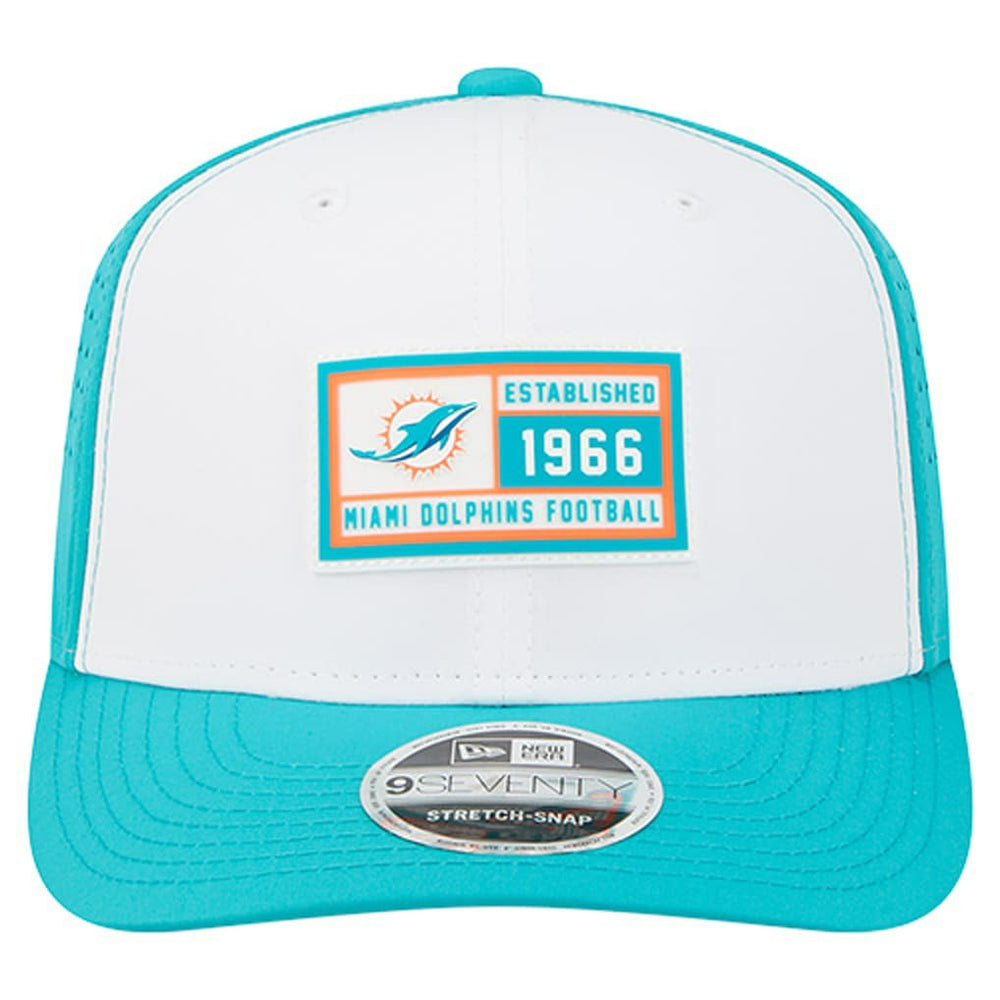 Miami Dolphins New Era Established Patch 9SEVENTY Adjustable Hat White/Aqua