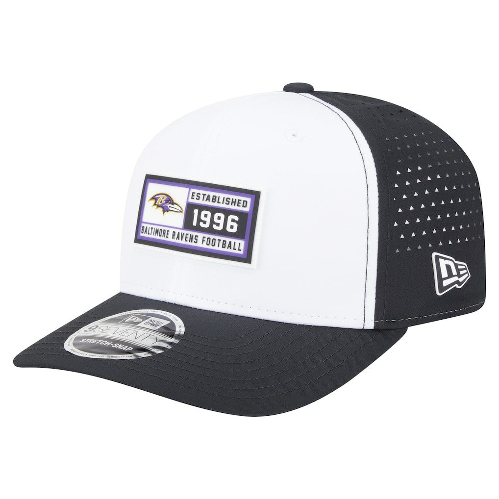 Baltimore Ravens New Era Established Patch 9SEVENTY Adjustable Hat White/Black