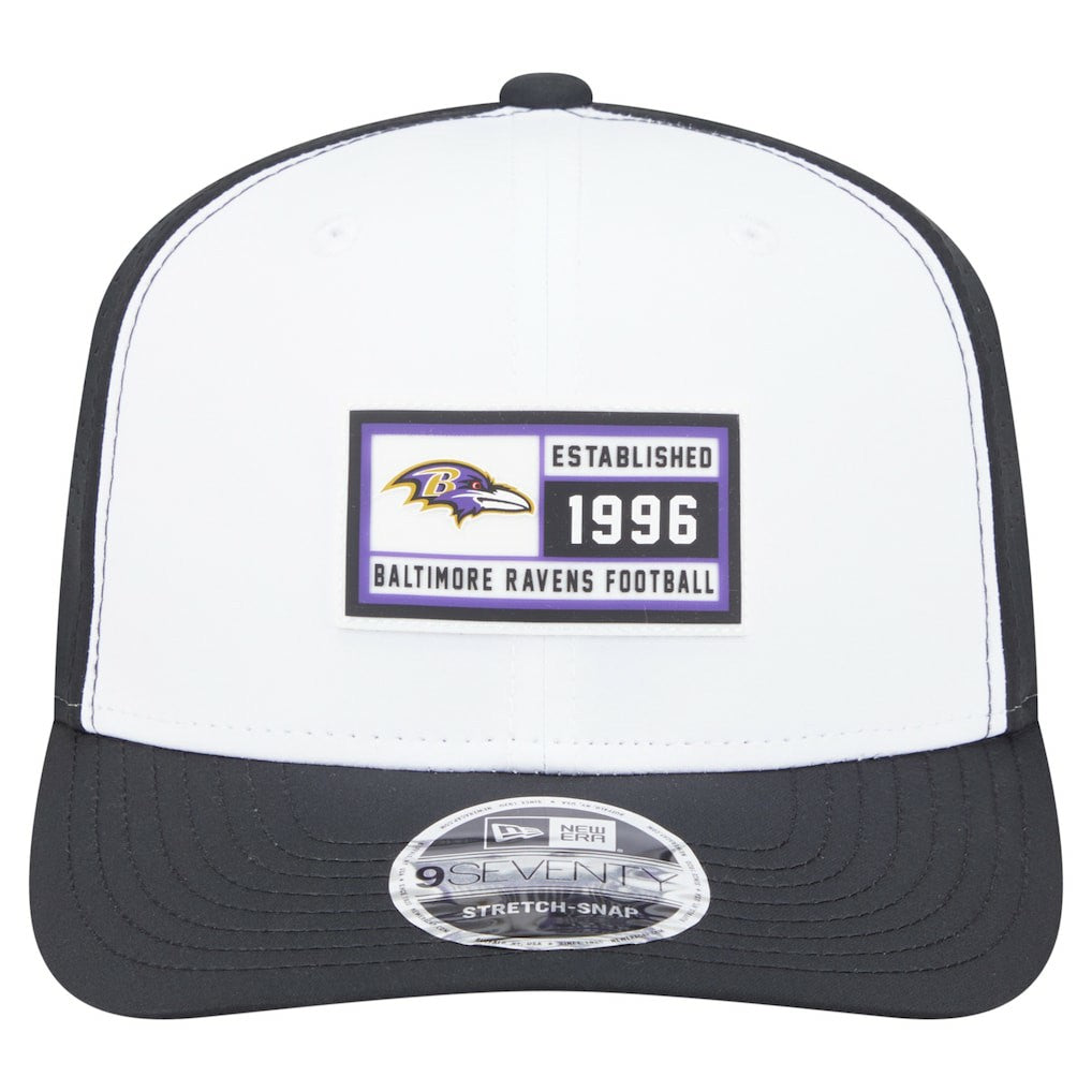 Baltimore Ravens New Era Established Patch 9SEVENTY Adjustable Hat White/Black