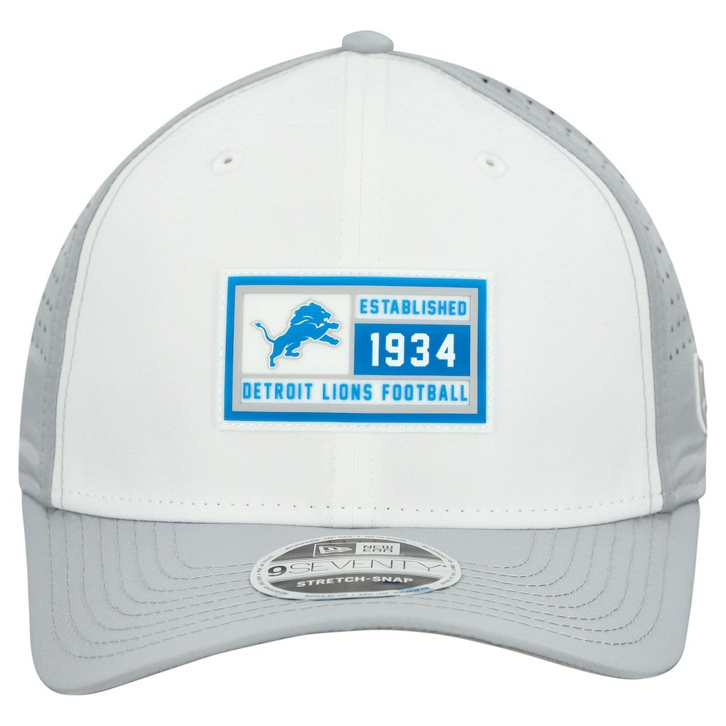 Detroit Lions New Era Established Patch 9SEVENTY Adjustable Hat White/Silver
