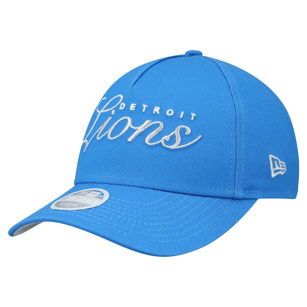 Detroit Lions New Era Women's Metallic 9FORTY M-Crown A-Frame Adjustable Hat Blue