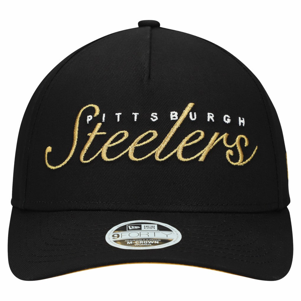 Pittsburgh Steelers New Era Women's Metallic 9FORTY M-Crown A-Frame Adjustable Hat Black