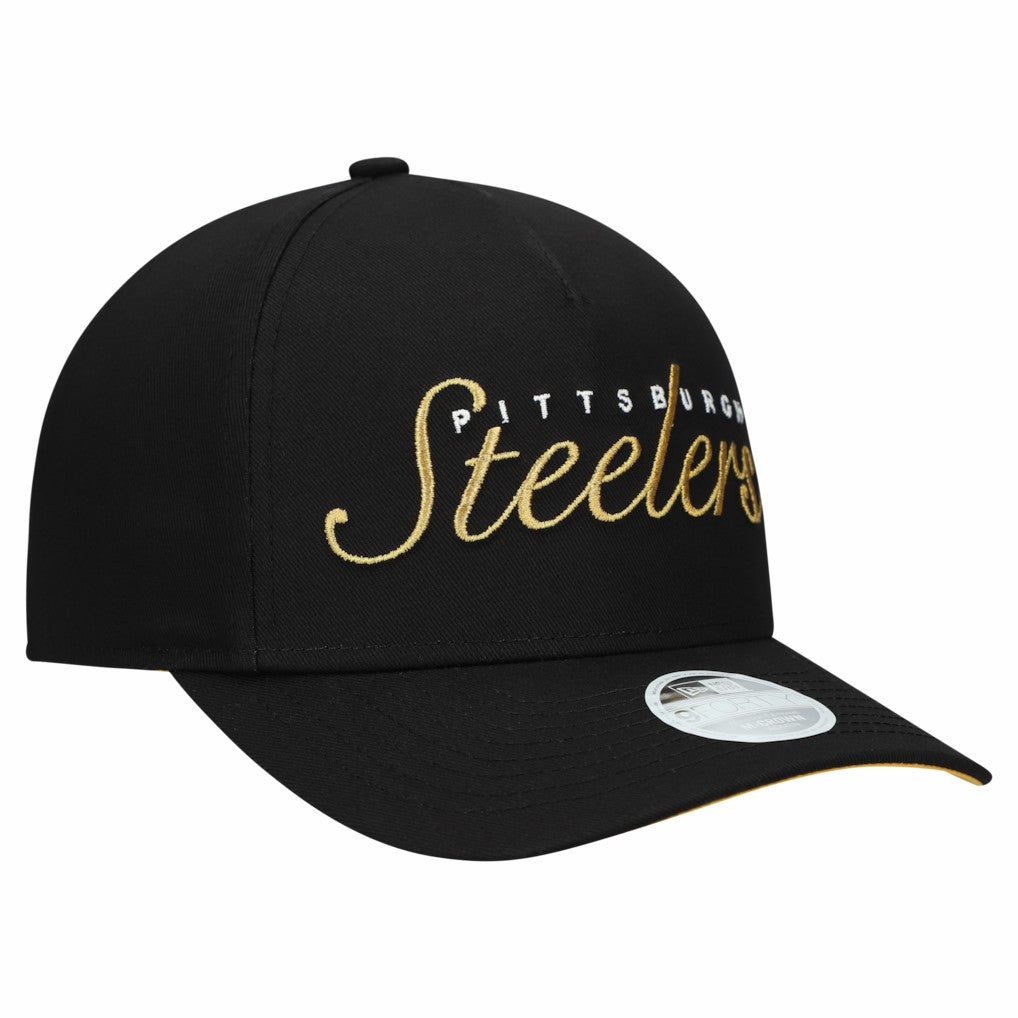 Pittsburgh Steelers New Era Women's Metallic 9FORTY M-Crown A-Frame Adjustable Hat Black