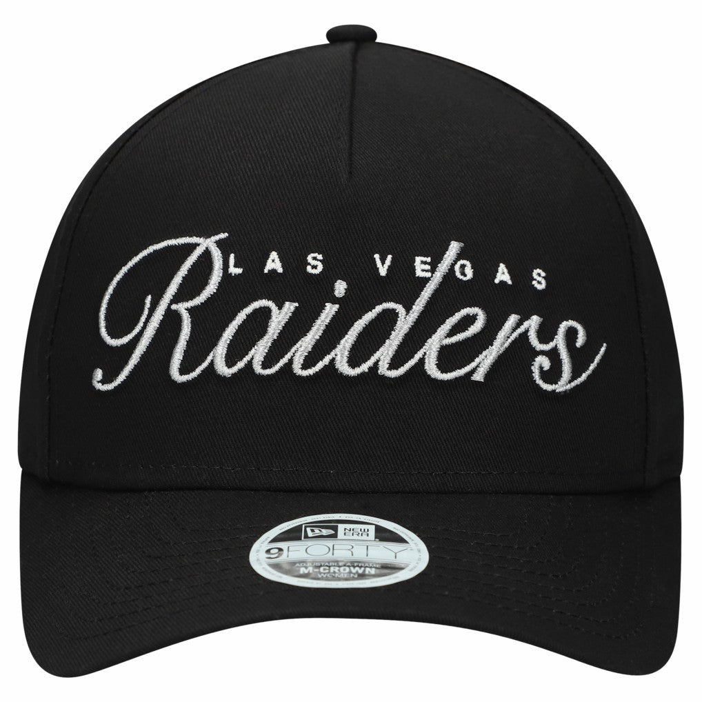 Las Vegas Raiders New Era Women's Metallic 9FORTY M-Crown A-Frame Adjustable Hat Black