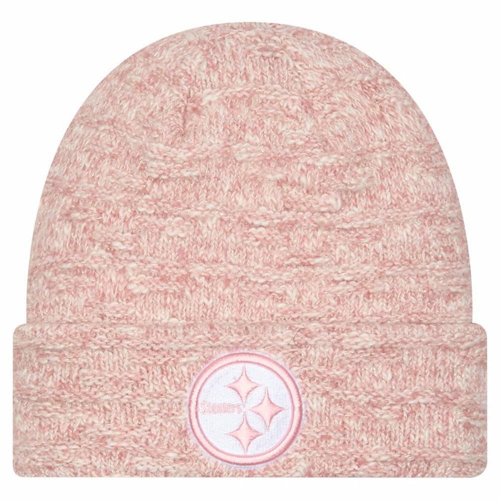 Pittsburgh Steelers New Era Women's Metallic Cuffed Knit Hat Pink