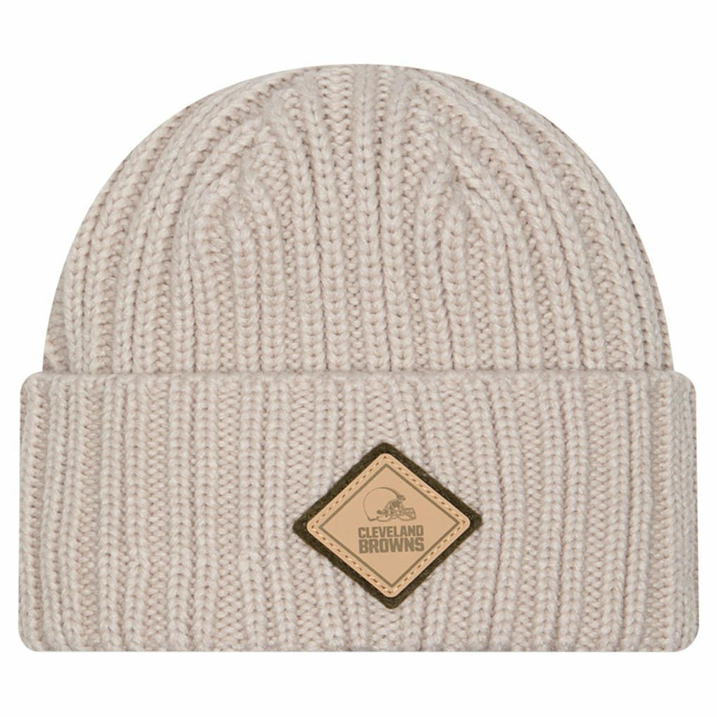 Cleveland Browns New Era Logo Applique Cuffed Knit Hat Light Beige
