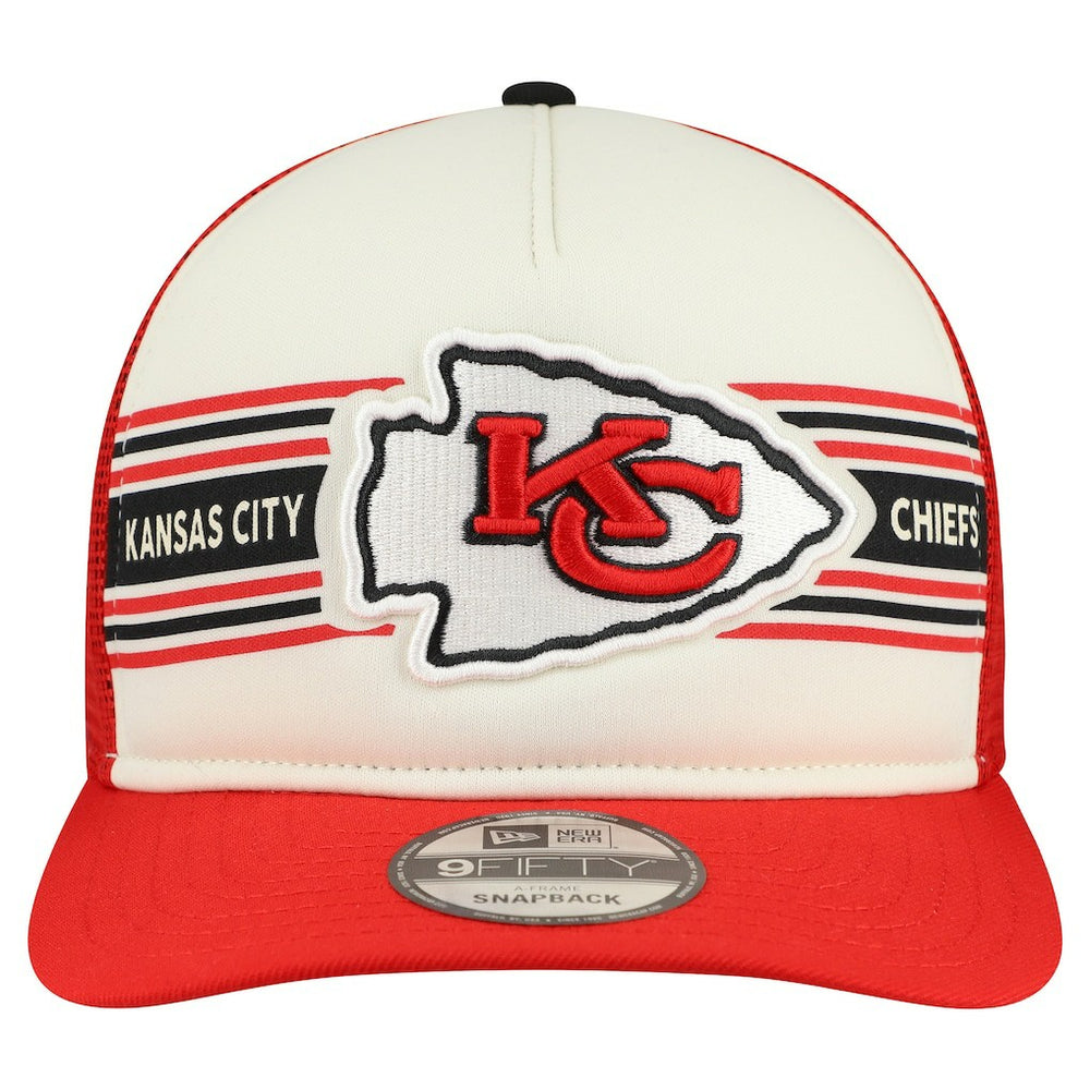 Kansas City Chiefs New Era Banner A-Frame 9FIFTY Snapback Hat Cream/Red