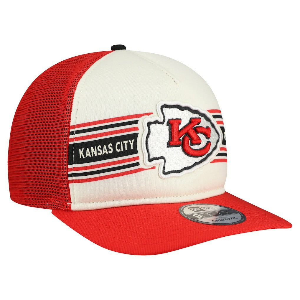 Kansas City Chiefs New Era Banner A-Frame 9FIFTY Snapback Hat Cream/Red