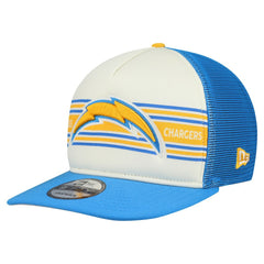 Los Angeles Chargers New Era Banner A-Frame 9FIFTY Snapback Hat Cream/Powder Blue