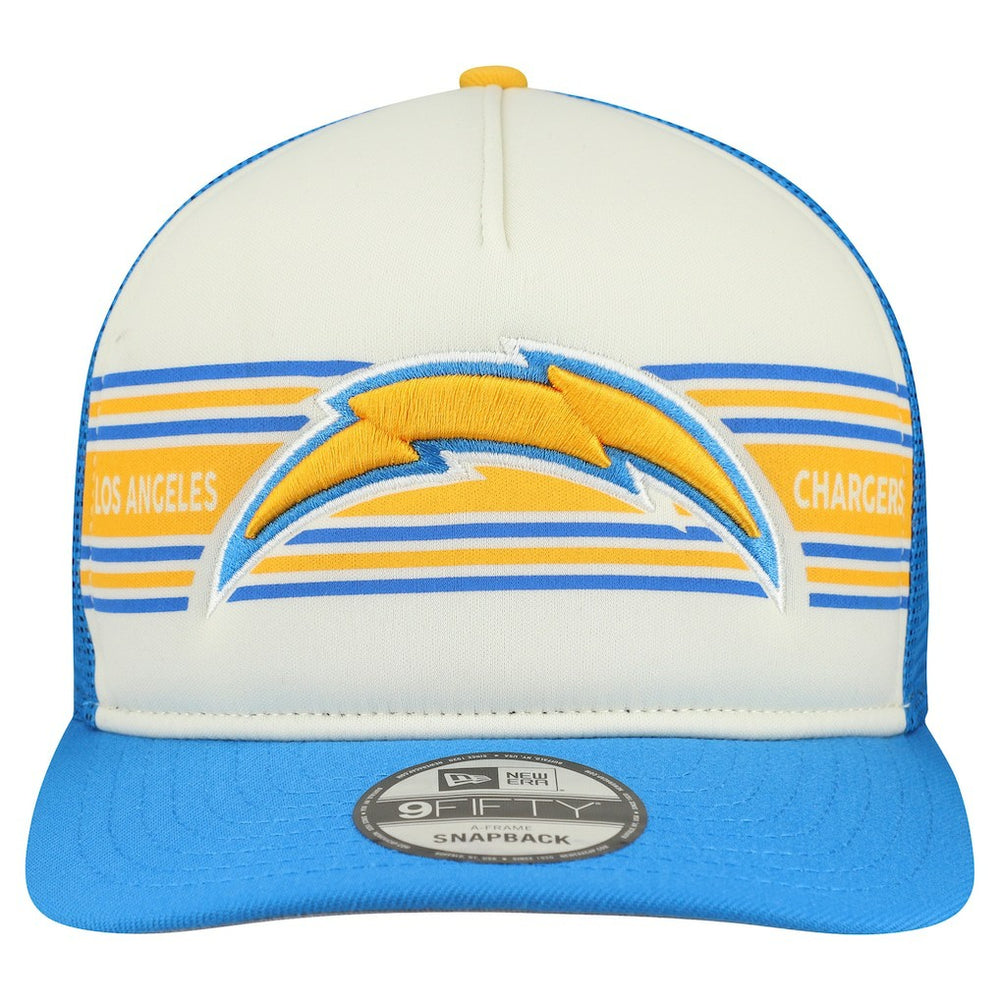 Los Angeles Chargers New Era Banner A-Frame 9FIFTY Snapback Hat Cream/Powder Blue