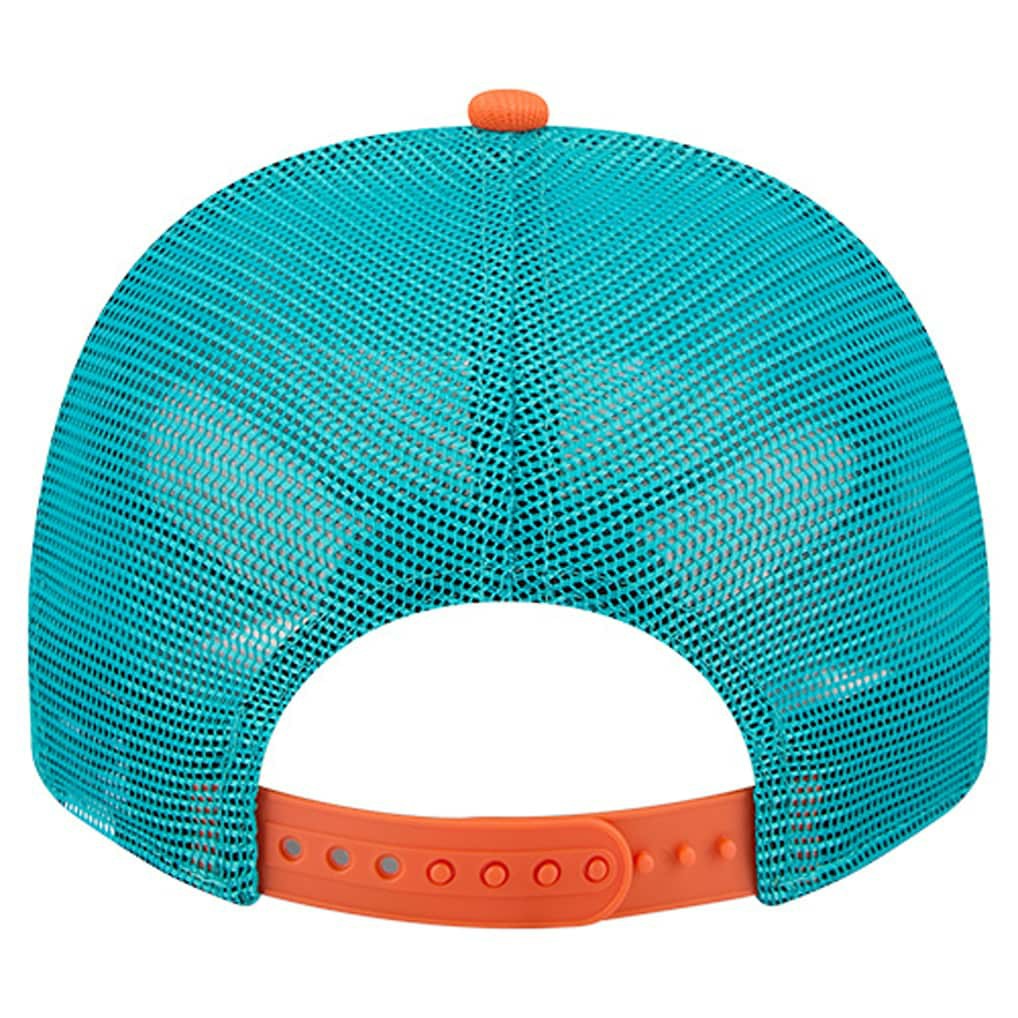 Miami Dolphins New Era Banner A-Frame 9FIFTY Trucker Snapback Hat Cream/Aqua
