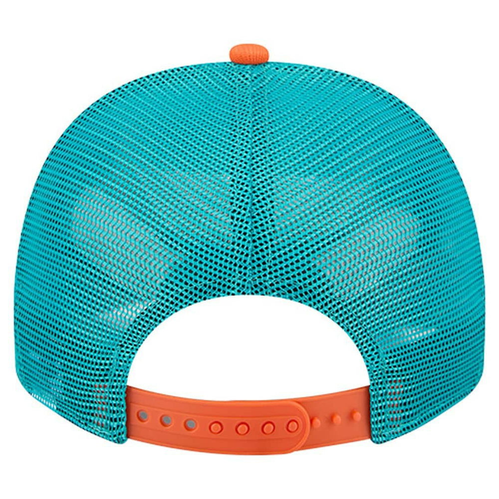 Miami Dolphins New Era Banner A-Frame 9FIFTY Trucker Snapback Hat Cream/Aqua