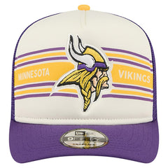 Minnesota Vikings New Era Banner A-Frame 9FIFTY Trucker Snapback Hat Cream/Purple