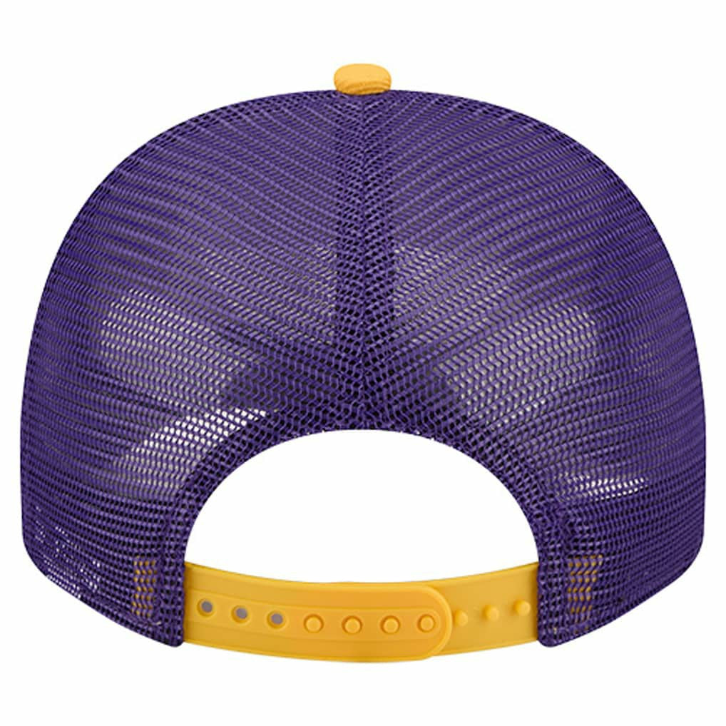 Minnesota Vikings New Era Banner A-Frame 9FIFTY Trucker Snapback Hat Cream/Purple