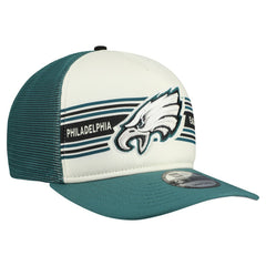 Philadelphia Eagles New Era Banner A-Frame 9FIFTY Snapback Hat Cream/Midnight Green